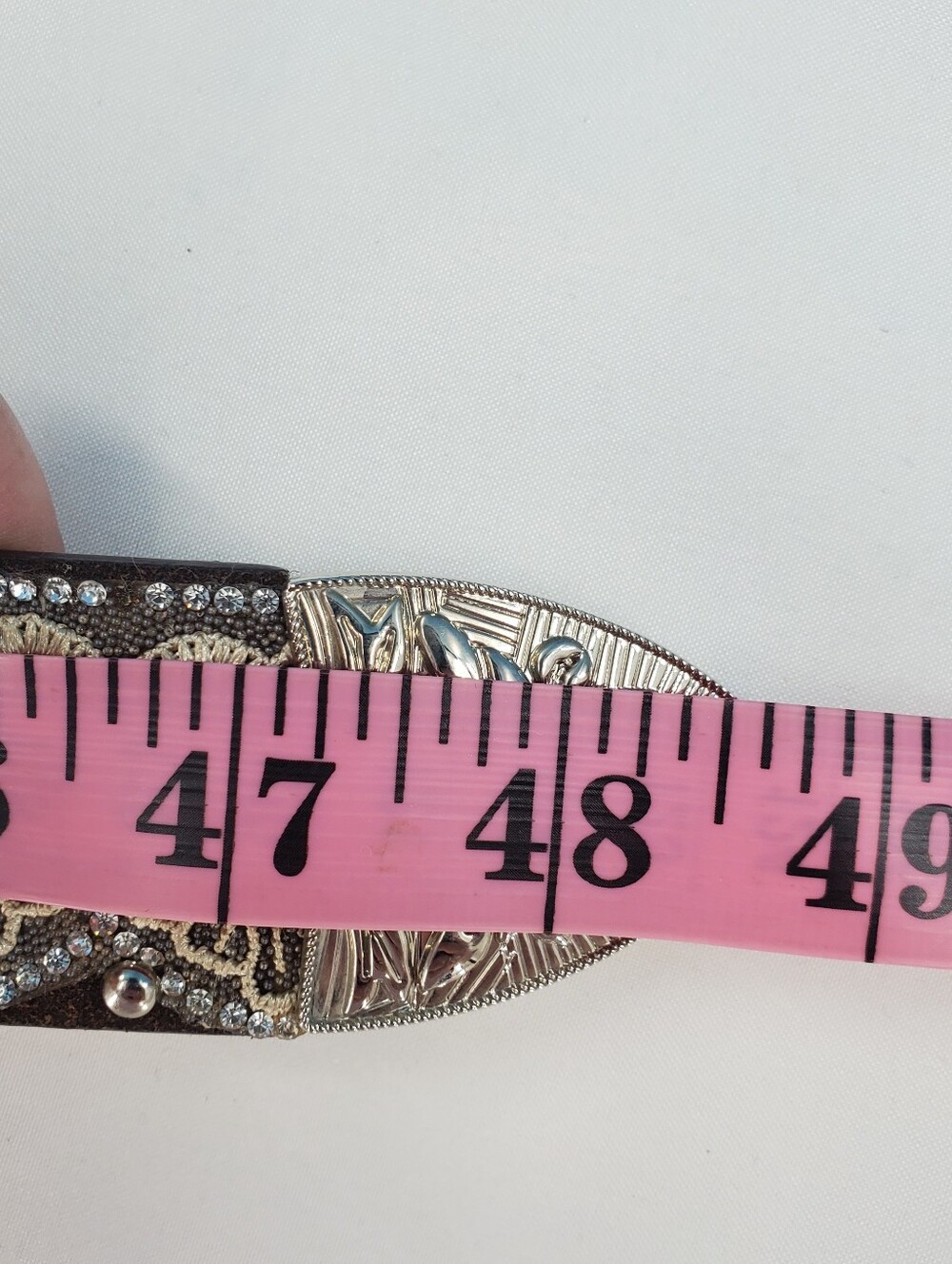 Western style leather belt with rhinestones - Picture 5 of 16